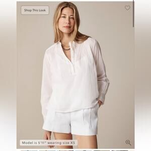 J.Crew Pintuck lace-trim top in cotton voile